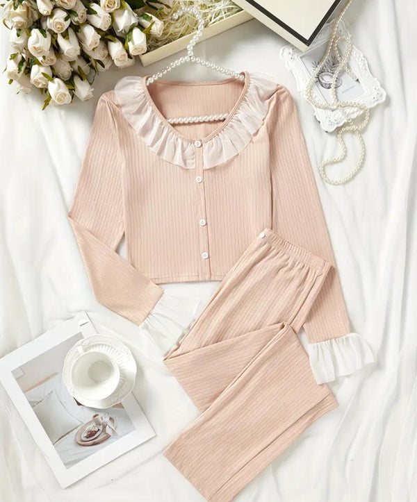 Pyjama femme rose élégant – Ensemble confortable et doux pour la maison