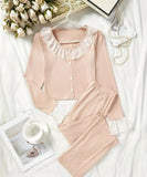 Pyjama femme rose élégant – Ensemble confortable et doux pour la maison