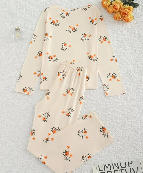 Pyjama femme imprimé fleurs – Ensemble léger et confortable